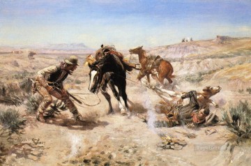 The Cinch Ring western American Charles Marion Russell Oil Paintings